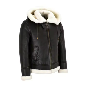 Unisex Black Ice Hockey <b>Hoodies</b> with Detachable White <b>Fur</b> Hood 100% Polyester Breathable & Waterproof Customizable - Product Image 2