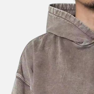 Haute vente hommes sweats à capuche Vintage pierre acide lavage poches pull décontracté surdimensionné respirant sweats à capuche pour hommes - Product Image 6