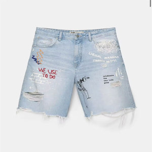 กางเกงขาสั้นผู้ชายสไตล์ไฮสตรีทผ้าแคนวาสสีอ่อน ห้ากระเป๋า เอวยางยืด ลายเรียบ ปี 2024 - Product Image 2