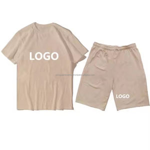 Ensemble t-shirt et short avec logo personnalisé, survêtements pour hommes, vêtements décontractés, survêtements de course et de gymnastique, survêtements personnalisés délavés à l'acide - Product Image 5