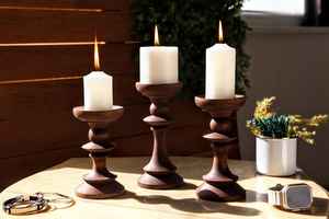 High-quality Solid <b>Wood</b> <b>Candlestick</b> <b>Holder</b> with Embossing Printing Decorative Candle Stand for Valentine's Day Home Decoration - Product Image 4