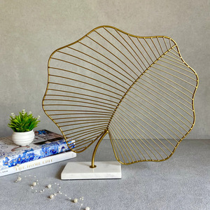 รูปปั้นใบไม้อลูมิเนียมชุบนิกเกิลของบริษัทอินเดียรูปปั้นตกแต่งโต๊ะในบ้านสำนักงาน - Product Image 4