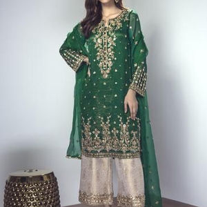 2022 elegante vestido largo de pantalón Kurta adornado pesado cuentas de cristal encaje lentejuelas diamante Natural hermoso - Product Image 1