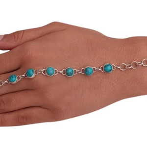 925 argent Sterling Turquoise pierres précieuses Bracelet bijoux à la main en argent Boho Style Bracelet bijoux pour femmes cadeau de mariage pour - Product Image 1