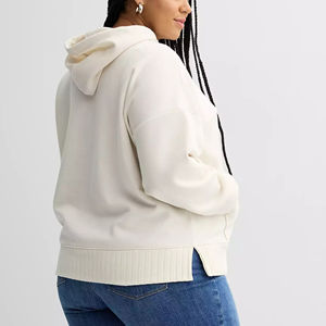 Sweat à capuche oversize confortable en tricot doux d'hiver pour femmes, style ample, 100% coton, léger, respirant, avec badge - Product Image 4