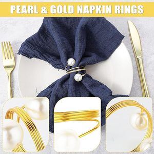 Perle Or Rond De Serviette De Forme Ronde Rond De Serviette Décor De Table Élégant Pour Les Mariages Et Les Vacances De Noël Pour Des Occasions Spéciales - Product Image 3