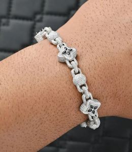 Moissanite Charm <b>Bracelet</b> 13 CTW Round VVS Color <b>Black</b> Sapphire Accents 8.5mm Luxury Gold & Silver 30Gm for Men <b>Women</b> - Product Image 2