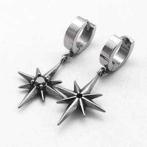 विंटेज फैशन ठीक गहने रेट्रो स्पाइक्स खोपड़ी काले पंक स्टेनलेस स्टील स्टेटमेंट हाइप हूप स्टड इयररिंग्स, पुरुषों के गहने - Product Image 5