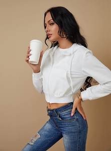 Unisex Custom Hooide Women's Zip-Up Hoodies Front Logo Cropped Jacket Drawstring Hood <b>Long</b> Sleeve Casual Eco-Friendly Winter - Product Image 4