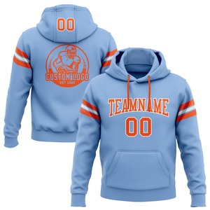 Sudadera CON CAPUCHA DE FÚTBOL azul claro cosido personalizado naranja-blanco - Product Image 1