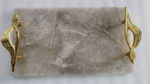 Plateau de décoration en quartz fumé Rectangle bois marbre plastique acier inoxydable pour servir des aliments à usage domestique - Product Image 2