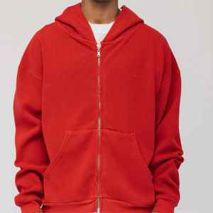 Venta al por mayor personalizado de gran tamaño de los hombres sudaderas con capucha de moda de alta calidad Zip up Hoodie Drop Shoulder Thick Hoodie - Product Image 1