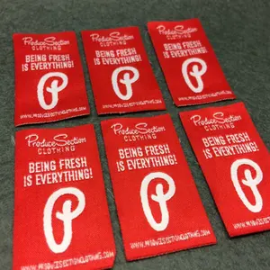 Etiqueta de cuello de ropa hecha a medida Logotipo lateral Etiqueta tejida Diseño de stock Etiquetas de tela personalizadas para prendas - Product Image 2