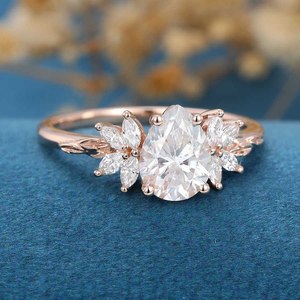 Bague de fiançailles et de mariage en moissanite taille poire de 1,2 carat, diamant de laboratoire, alliance fine romantique, bijoux de fête fantaisie pour femme - Product Image 3