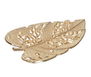 Stocké en aluminium en forme de feuille décor à la maison plateau haut de table sec Dessert noix gâteau Biscuits bonbons plateau de service pour les fêtes - Product Image 4