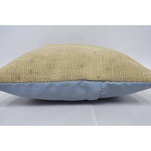 Almohada de lana Beige de 14x14 pulgadas tejida, patrones cuadrados florales Vintage, diseño Kantha bordado con mechones, ropa de cama rústica para uso en sofá - Product Image 5