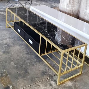 Soporte para TV con Tapa de Piedra Negra, 2 Cajones y Marco de Bronce (KTV68064) - Product Image 2