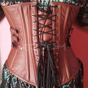 Corsé de Cuero Marrón de Primera Calidad con Varillas de Acero y Correas Laterales Ajustables con Hebillas - Product Image 6