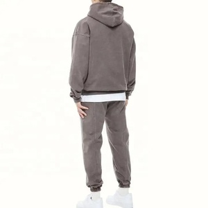 Vente en gros de sweats à capuche délavés à l'acide pour hommes, ensemble de pantalons de survêtement écologiques, nouveau design vintage, survêtements d'hiver - Product Image 4