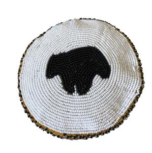 Porte-monnaie rond en perles de designer avec motifs de broderie Pochette à monnaie ronde tendance avec coutures colorées en perles de rocaille - Product Image 3