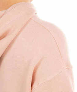 Sudaderas con capucha con cordón rosa para mujer al por mayor sudaderas con capucha cortas con logotipo personalizado y diseño de hombros caídos con estampado frontal - Product Image 6