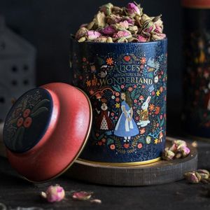 Boîte en métal ronde Alice au pays des merveilles 0,6 L 90 x 110 mm avec couvercle en forme de dôme pour accessoires à café et à thé - Product Image 3