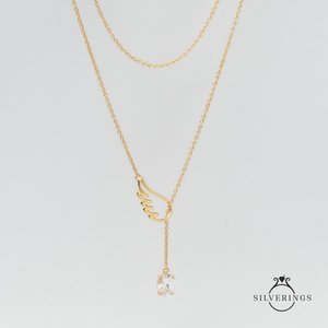 Collier Aigle Brisé en Argent Sterling 925 avec Ailes en Zircon Doré Serties Griffe pour Cadeau - Product Image 5