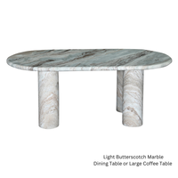 Table basse en marbre Crema Fantasy ORRIS LIVING, moderne, faite à la main, rectangulaire, pieds en blocs de marbre 100% naturel, couleur personnalisée