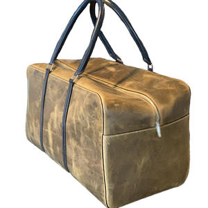 Sac de sport en cuir vintage de luxe, grande capacité, pliable, voyage, sangle réglable, fermeture éclair personnalisée de haute qualité, vente en gros - Product Image 2