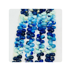 ลูกปัดอะฟกานิทสีน้ำเงินธรรมชาติ AAA รูปทรงหยดน้ำ เรียบเนียน สำหรับทำเครื่องประดับ ลูกปัดพลอยขัดเงาสูง อะฟกานิทสีน้ำเงิน - Product Image 2