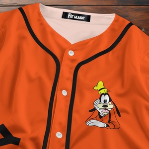 Maillot de baseball décontracté à motif imprimé par transfert thermique 100 % polyester, protection UV, respirant, antibactérien, grandes tailles, été - Product Image 1
