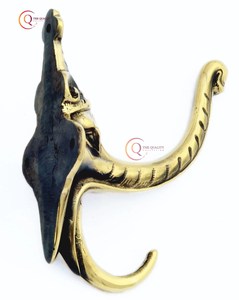 High Quality Decorative Brass Metal Golden Wall Mounted Rustproof Coat <b>Hooks</b> Heavy Duty Coat Hangers Elephant Face Shape <b>Hook</b> - Product Image 6