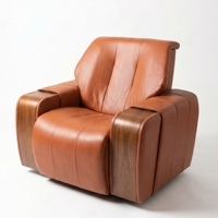 Fauteuil Bergère de Luxe 2026 en Similicuir avec Cadre en Hêtre et Panneaux en Bois Massif – Style Moderne pour Maison, Bureau, Salon, Hôtel, Salle à Manger