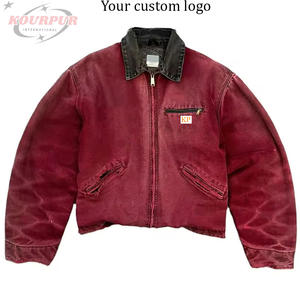 เสื้อแจ็คเก็ตผ้าแคนวาส 14 ออนซ์ แบบวินเทจฟอกสี ทำสีซีดแบบดิสเทรส สำหรับช่างซ่อม ช่างไม้ งานช่าง งานบ้าน ผู้ชาย - Product Image 1