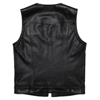Gilet de moto en cuir véritable et toile pour homme, tendance, respirant, couleur noire unie, veste sans manches pour motard