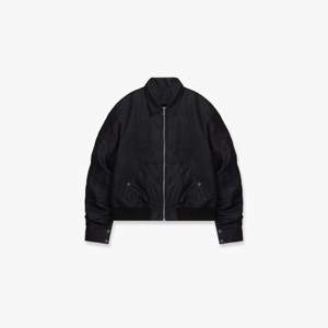 Blouson bombardier pour homme-noir, coupe à épaules tombantes avec broderie 2D et 3D et poches avant boutonnées - Product Image 1