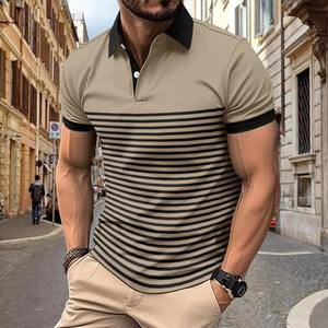 Men's 100% Cotton Long Sleeve for <b>Polo</b> <b>Shirt</b> <b>with</b> Lapel Button <b>Pocket</b> Solid Canvas Top Spring Autumn Loose Fit T-<b>Shirt</b> - Product Image 3