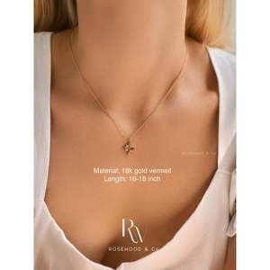 Collar de Diamantes Estrella del Norte, Colgante Sunburst en Oro Vermeil de 18K, Collar Celestial de Plata de Ley con Diseño de Estrella - Product Image 3