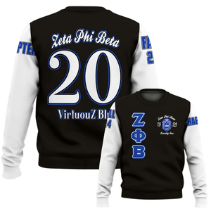 Sudadera Azul con Cuello Redondo de la Hermandad Griega Zeta Phi Beta 1920, Sudadera Bordada para Mujer - Product Image 6
