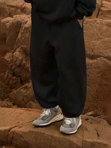 Men's Casual Loose Cotton Fleece Sweatpants Fully Customizable with Solid Drawstring Waist <b>Pleated</b> Front Winter Trousers - Product Image 2