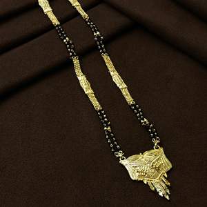 Mangalsutra LARGO DE BODA indio de oro de 24 quilates al por mayor, Mangalsutra largo de uso diario con acabado dorado, Mangalsutra largo para mujeres casadas - Product Image 3