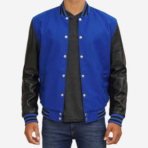 Vestes OEM de haute qualité pour hommes pour les jeunes Conception personnalisée Veste de baseball universitaire pour hommes en laine et cuir à manches - Product Image 1