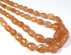 Cuentas facetadas de piedra solar naranja de 8-15mm de alta calidad 17 \ "hebra de piedra solar Natural gemas de corte ovalado piedras preciosas sueltas para joyería africana - Product Image 4