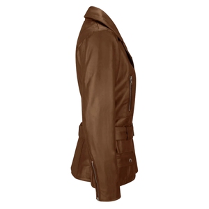 Blouson de moto en cuir d'agneau véritable pour femme, imprimé, fermeture éclair sur le devant, personnalisable, hiver, écologique, séchage rapide - Product Image 4