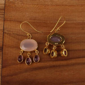 Wholesale 925 Silver and Gold Plated <b>Tourmaline</b> Fine Cuff <b>Earrings</b> - Product Image 5