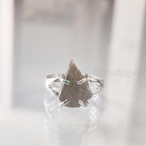 Raw Stone Jewelry Women's <b>Ring</b> Natural Rough Labradorite Gemstone Boho <b>Ring</b> Christmas <b>Statement</b> Jewelry 925 Sterling Silver <b>Ring</b> - Product Image 2