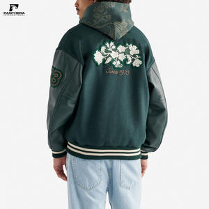 แจ็กเก็ตหนังเลตเตอร์แมนไซส์พิเศษสำหรับผู้ชายแจ็คเก็ตเบสบอลขนสัตว์มีโลโก้ปักลายดอกไม้ผ้ากำมะหยี่สำหรับฤดูหนาว - Product Image 2