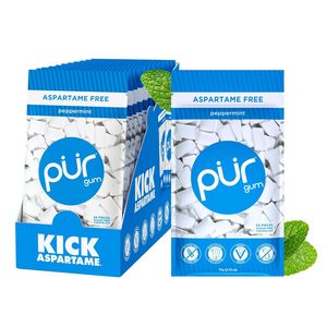 Goma PUR |   Chicle Sin Aspartamo |   100% Xilitol |   Goma de mascar con sabor a menta natural, 55 piezas (paquete de 12) - Product Image 4