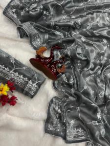 Nouveau lancement Zimichu broderie Saree gris Bollywood séquence travail Banglori soie Blouse haut grossiste inde conçu Bollywood - Product Image 2