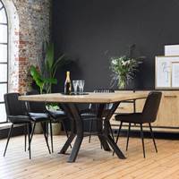 Table à manger moderne en bois de manguier et métal, design antique, durable et écologique, pour salon et hôtel